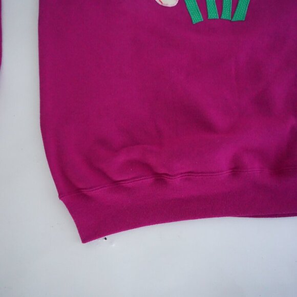 Vintage Purple w Embroidered Floral Tulips Crewneck Sweater Xl - Picture 7 of 10